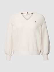 PLUS SIZE Strickpullover mit V-Ausschnitt von Tommy Hilfiger Curve Weiß - 40
