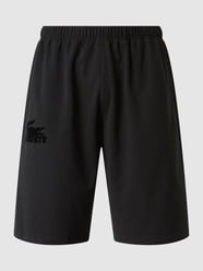Szorty z dzianiny dresowej z nadrukiem flokowym z logo od Lacoste Czarny - 37