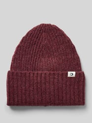 Ribgebreide beanie met logopatch op de omslag van Tom Tailor Denim Rood - 38