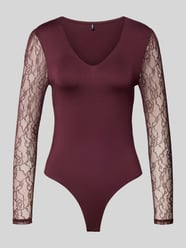 Slim fit body met kanten mouwen, model 'SIA' van Only Bordeaux - 42