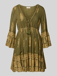Minikleid aus Viskose-Mix mit Schnürung von Apricot - 42