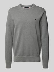 Gebreide pullover met logostitching van Tommy Hilfiger Grijs / zwart - 39