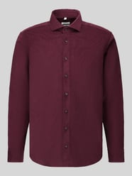 Regular Fit Businesshemd mit Cordstruktur von Seidensticker Bordeaux - 3