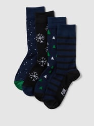 Socken mit Allover-Muster Modell 'Christmas' 4er-Pack von Fun Socks Blau - 3
