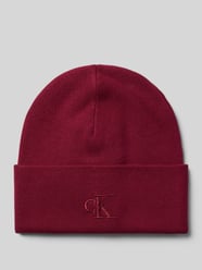 Beanie van viscosemix met logostitching van CK Calvin Klein Bordeaux - 10