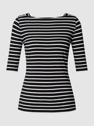 T-shirt met boothals van comma Grijs / zwart - 5