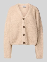 Gebreid jack in bouclélook met V-hals van JAKE*S STUDIO WOMAN Beige - 3