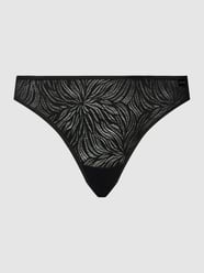 String mit Spitzen-Muster Modell 'Sheer Marquisette' von Calvin Klein Underwear Schwarz - 48