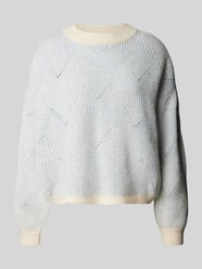 Loose Fit Strickpullover mit abstraktem Strickmuster Modell 'JENNA' von Pieces Blau - 39