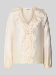 regular fit blouse van lyocellmix met volants van COMMA Beige - 43