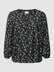 PLUS SIZE blouse met all-over motief, model 'Florisa' van KAFFE Curve Grijs / zwart - 24
