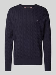 Strickpullover mit Zopfmuster von Tommy Hilfiger Blau - 5