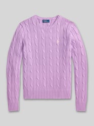 Sweter z dzianiny ze ściegiem warkoczowym model „JULIANNA” od Polo Ralph Lauren - 4