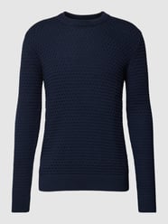 Strickpullover mit Strukturmuster Modell 'REMYS' von SELECTED HOMME Blau - 33