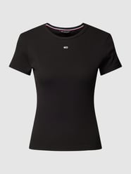Slim Fit T-Shirt in Ripp-Optik Modell 'ESSENTIAL' von Tommy Jeans Schwarz - 30