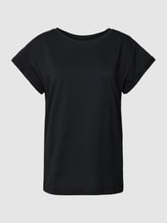 T-shirt z prążkowanym okrągłym dekoltem od Jake*s Casual Czarny - 10
