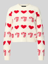 Sweter świąteczny o kroju regular fit z okrągłym dekoltem model ‘CANDYHEARTS’ od VERO MODA - 7
