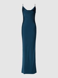 Abendkleid mit Wasserfall-Ausschnitt von Unique Blau / Türkis - 41