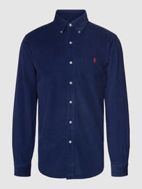 Freizeithemd aus Cord mit Label-Stitching von Polo Ralph Lauren Blau / Türkis - 43