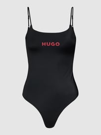 Badpak met labelprint, model 'Swimsuit Pure' van HUGO Grijs / zwart - 41