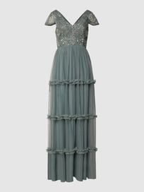 Abendkleid mit Paillettenbesatz von LACE & BEADS Grün - 39