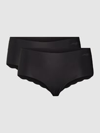 Pantie mit Label-Detail Modell 'ZERO MICROFIBRE' von Sloggi Grau / Schwarz - 30