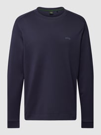 Sweatshirt mit Rundhalsausschnitt Modell 'Salbo Curved' von BOSS Green Blau / Türkis - 47