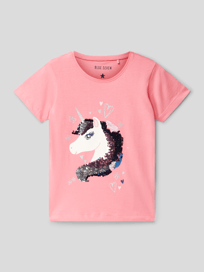 T-shirt met tweezijdige pailletten van Blue Seven Oranje - 10