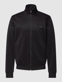 Sweatjacke mit Label-Stitching von Fred Perry Grau / Schwarz - 3