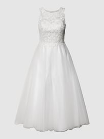 Cocktailkleid mit floralen Stickereien von Mascara Weiß - 48