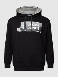PLUS SIZE Hoodie mit Label-Print Modell 'JCOLOGAN' von Jack & Jones Plus Grau / Schwarz - 24