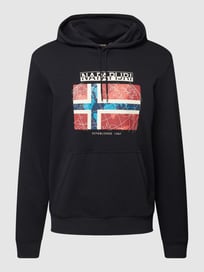 Hoodie mit Label-Print Modell 'GUIRO' von Napapijri Grau / Schwarz - 44