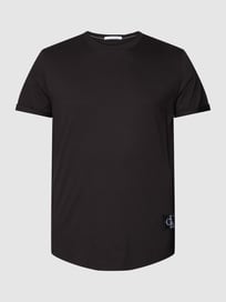 PLUS SIZE T-Shirt mit Label-Patch Modell 'TURN UP' von Calvin Klein Jeans Plus Grau / Schwarz - 1