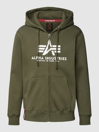 Sweatjacke mit Label-Details Modell 'BASIC ZIP HOODY' von Alpha Industries Grün - 43