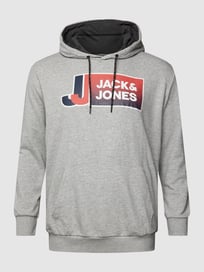 PLUS SIZE Hoodie mit Label-Print Modell 'JCOLOGAN' von Jack & Jones Plus Grau / Schwarz - 22