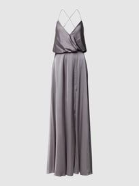 Abendkleid mit Gehschlitz von Unique Grau / Schwarz - 32