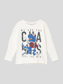Shirt met lange mouwen en statementprint, model 'Vagno' van Name It Wit - 45