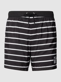 Badehose mit Streifenmuster von Karl Lagerfeld Beachwear Grau / Schwarz - 29