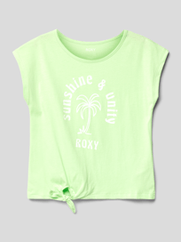 T-Shirt mit Knotendetail Modell 'PURA PLAYA' von Roxy Grün - 4