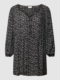 Blouseshirt met all-over motief, model 'Riona' van KAFFE Curve Grijs / zwart - 31