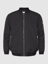 PLUS SIZE Jacke mit geripptem Rundhalsausschnitt Modell 'BOMBER' von Jack & Jones Plus Grau / Schwarz - 26