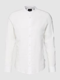 Slim Fit Freizeithemd mit Leinen-Anteil und Stehkragen von Only & Sons Weiß - 28