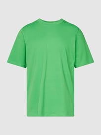 T-shirt met geribde ronde hals, model 'SUS' van Esprit Groen - 8