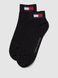 Sokken met labeldetail in een set van 2 paar, model 'MEN QUARTER 2P FLAG' van Tommy Hilfiger Grijs / zwart - 46