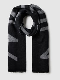 Schal aus Schurwolle mit Logo-Detail Modell 'Collection' von Marc Cain Grau / Schwarz - 28