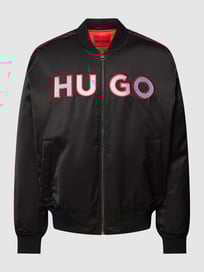 Bomberjacke mit Label-Stitching Modell 'Balix' von HUGO Grau / Schwarz - 44