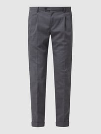 Slim Fit Bundfaltenhose aus Schurwolle Modell 'Tarmac' von Hiltl Grau / Schwarz - 43