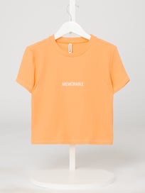 Kort T-shirt met ribstructuur  van Blue Effect Oranje - 33