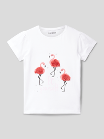 T-shirt met motiefprint en applicatie met ruches van Blue Seven Wit - 23