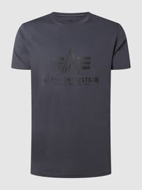 T-Shirt mit Label-Print Modell 'BASIC' von Alpha Industries Grau / Schwarz - 25
